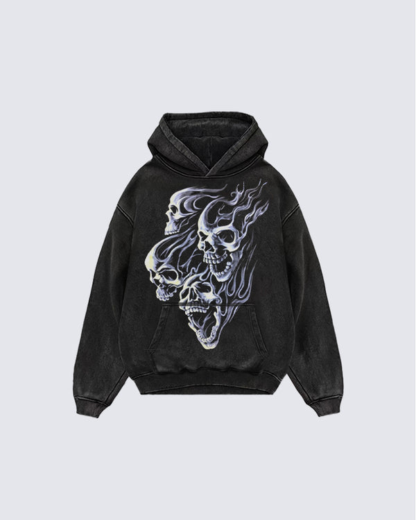 Halloween Skull Print Hoodie