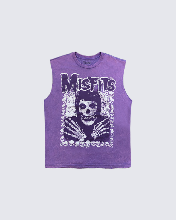 Purple Graphic Sleeveless T-Shirt