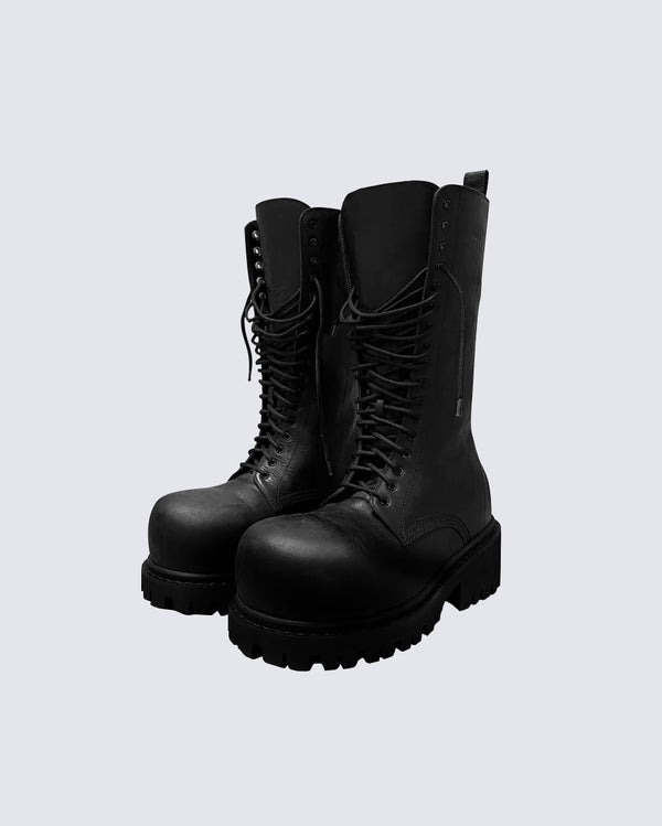 Chunky Workwear Combat Boots – Lace-Up Thick Sole Martin Boots