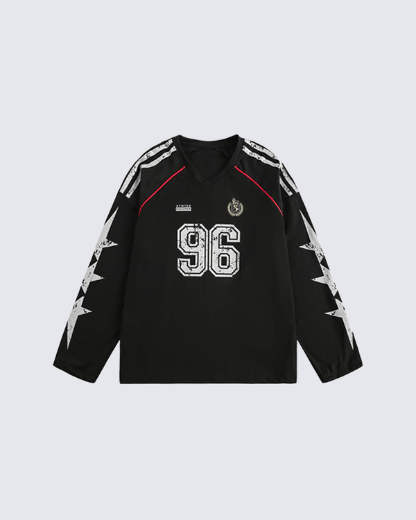 Vintage 96 Print Long Sleeve Streetwear Jersey