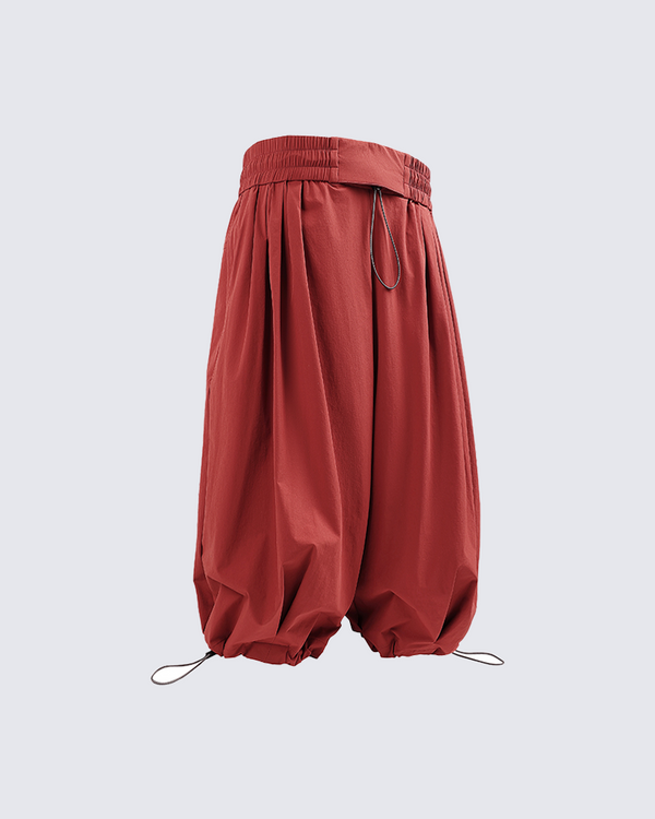 Unisex Drawstring Pleated Pants
