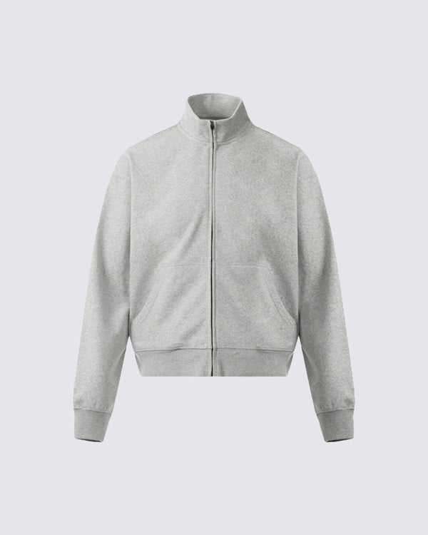 Minimalist High-Neck Zip-Up Sports Jacket