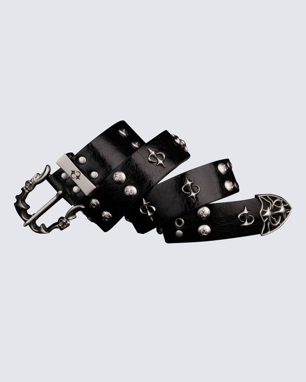 "Edge of Style"Black Leather Belt