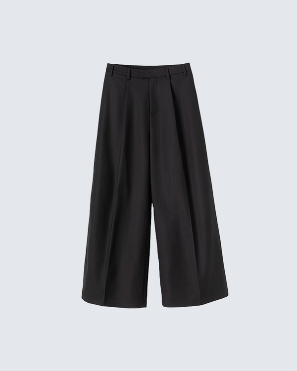 Black Straight-Leg Casual Pants