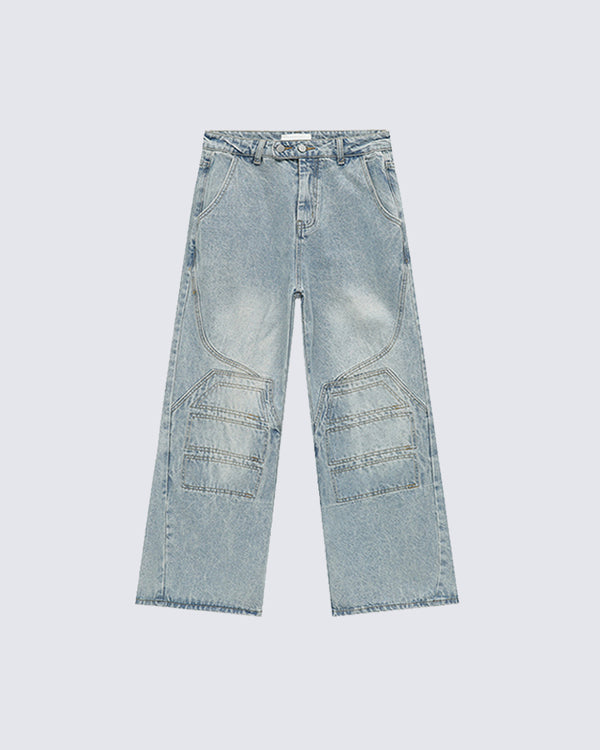 Niche Deconstructed Patchwork Straight-Leg Jeans