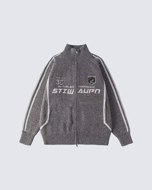 Retro Streetwear Zip Sweater