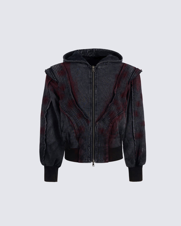 Vintage Distressed Tie-Dye Cropped Slim-Fit Hoodie