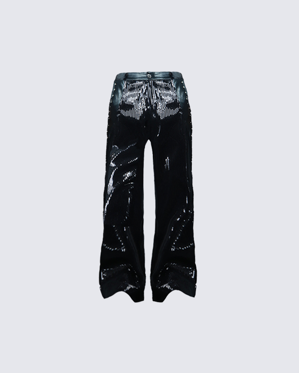 Punk Sequin Flared Long Pants