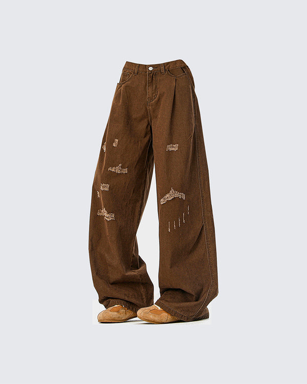 American Retro Wrinkled Straight-Leg Cargo Pants