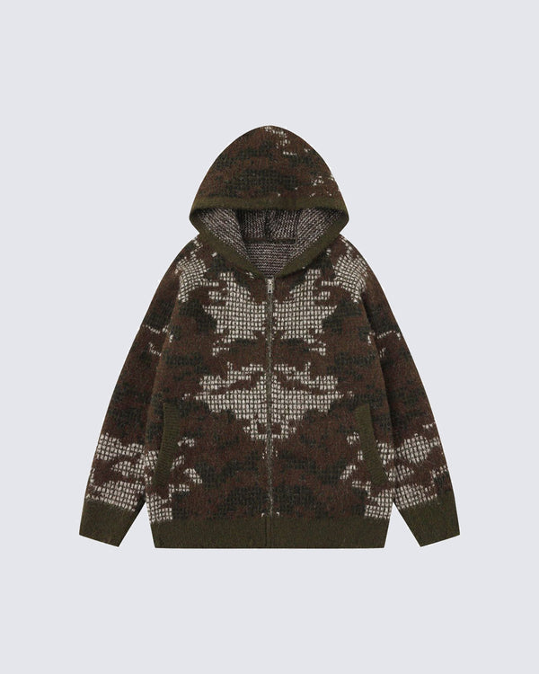 Unisex Creative Design Hooded Knit Sweater