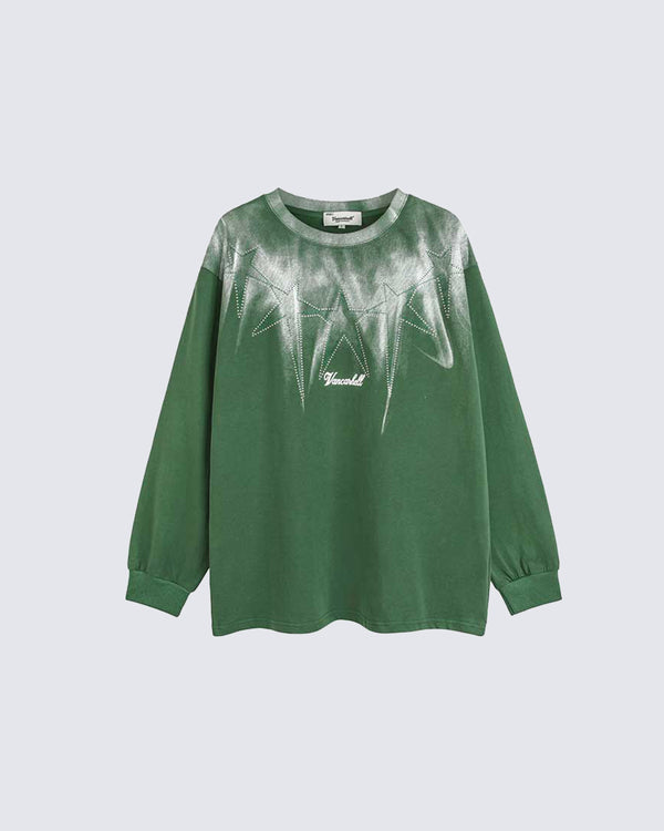 American High Street Rhinestone Star Long Sleeve Sweatshirt