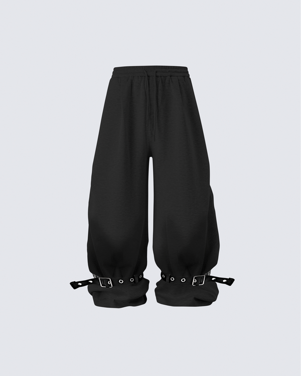 Punk Buckle Adjustable Jogger Pants