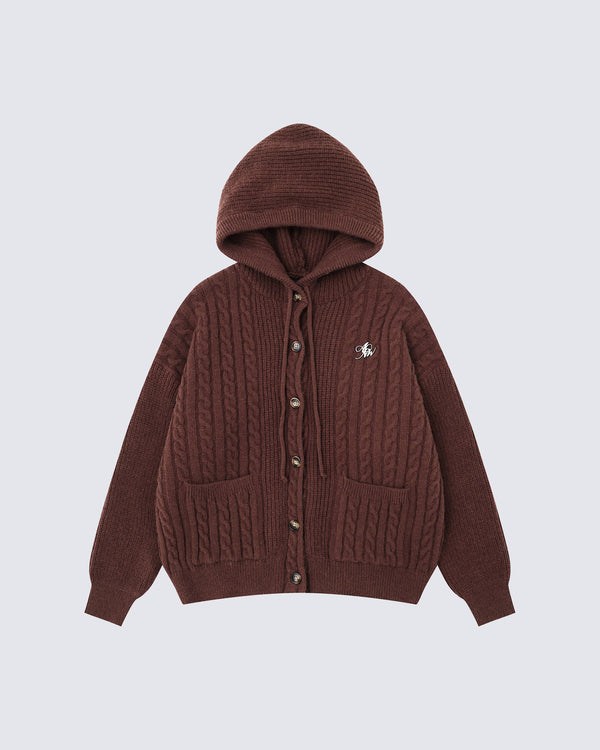 Unisex Drawstring Hooded Casual Knit Sweater