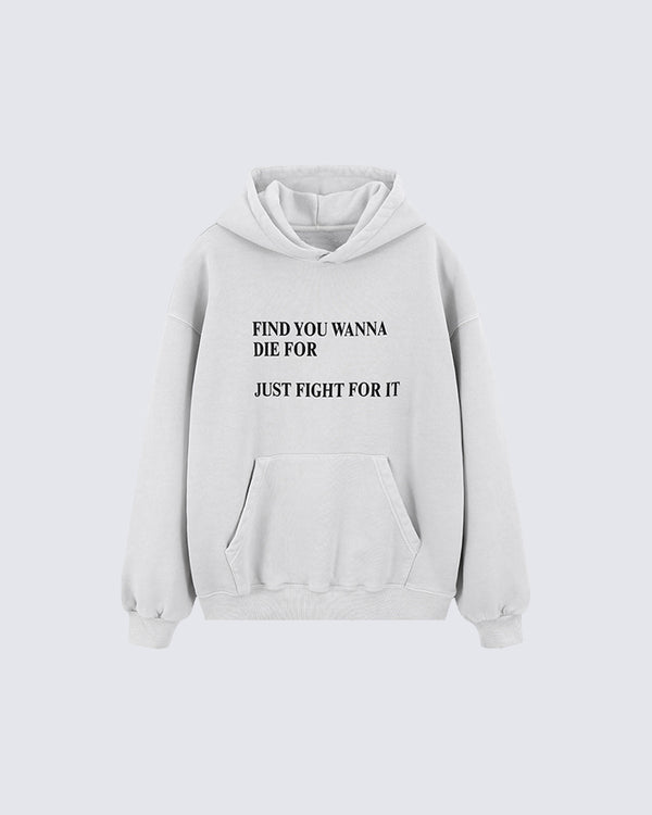 Text Printed Simple Fleece Hoodie