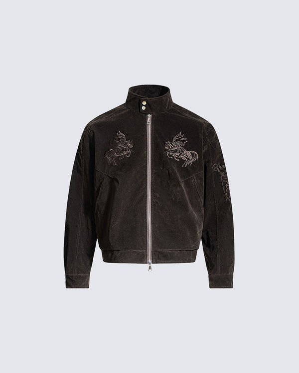 Autumn Winter Embroidered Knight Niche Jacket