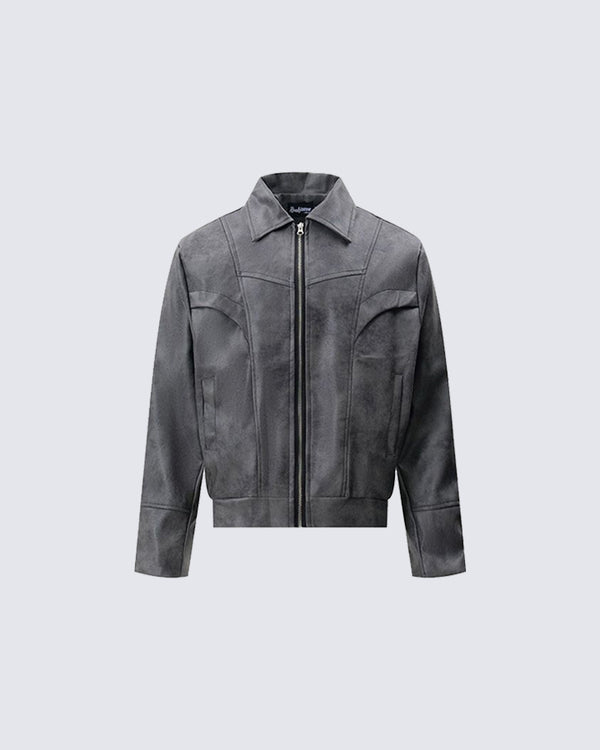 Minimalist Vintage-Style Leather Jacket