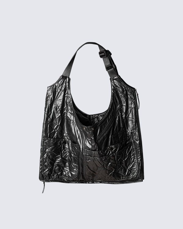 Convertible Utility Vest-Bag in Crinkle Black