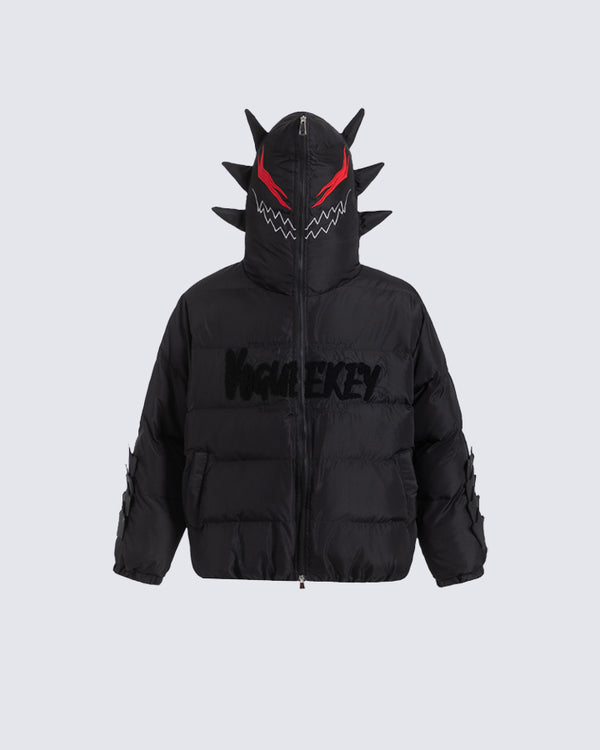 Bold Demon-Style Puffer Jacket