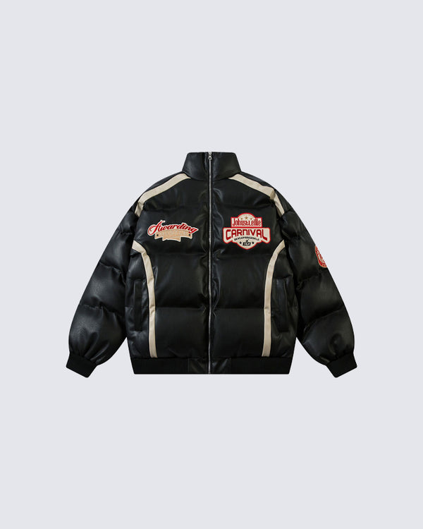 Retro Patch Embroidered Padded Jacket