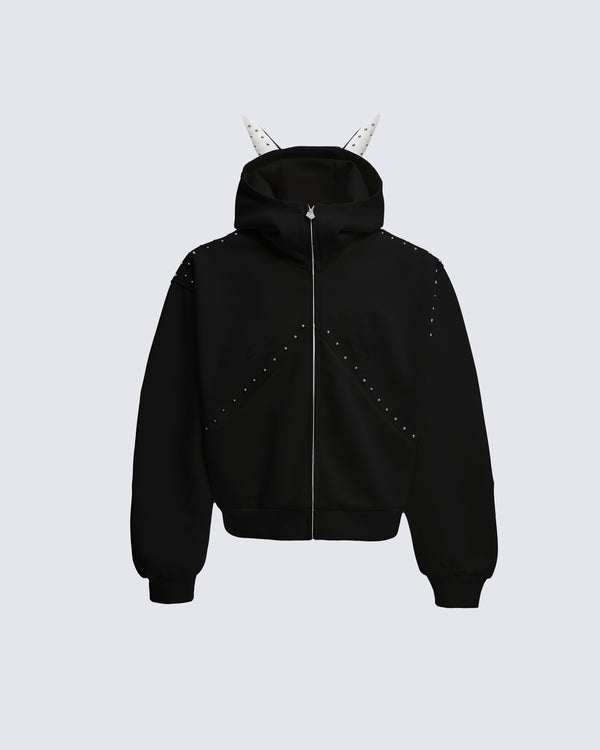 "Rebel Heart" Oversized Studded Hoodie