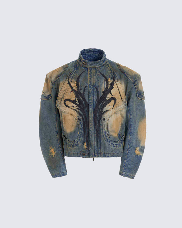 Hand-Painted Post-Apocalyptic Denim Jacket