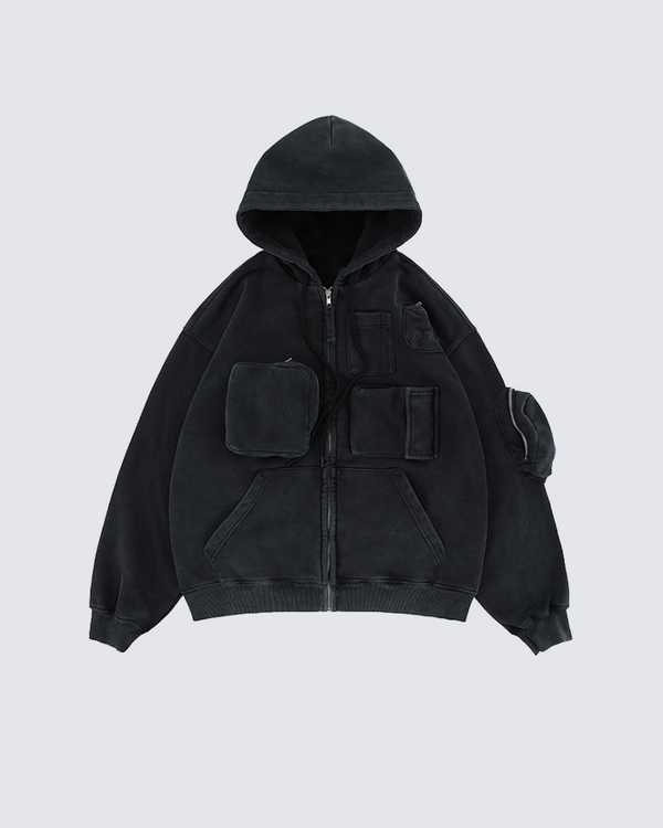 Multi-Pocket Zip-Up Hoodie