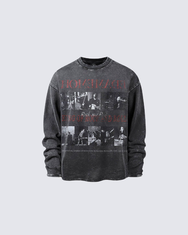 Vintage Rock Graphic Long Sleeve T-Shirt