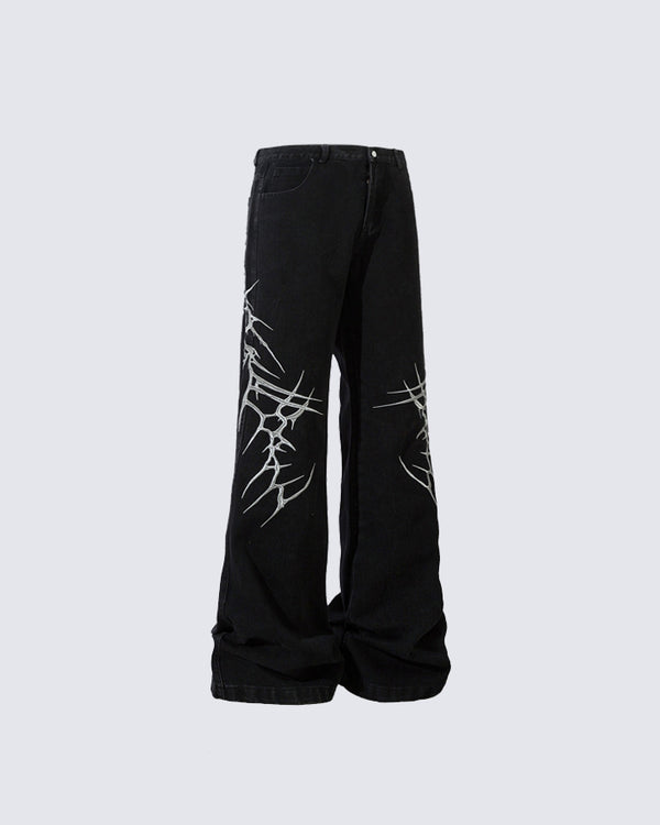 Heavy Craft Thorns Embroidered Jeans