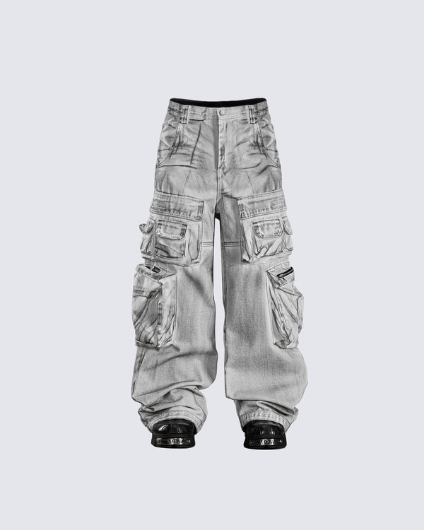 Heavy-Duty Tactical Cargo Dyed Jeans