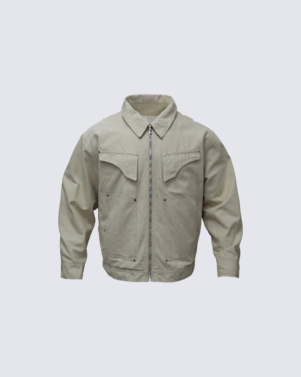 Heavy-Duty Distressed Workwear Jacket