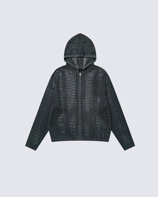 Streetwear Hollow Knit Oversized Hoodie