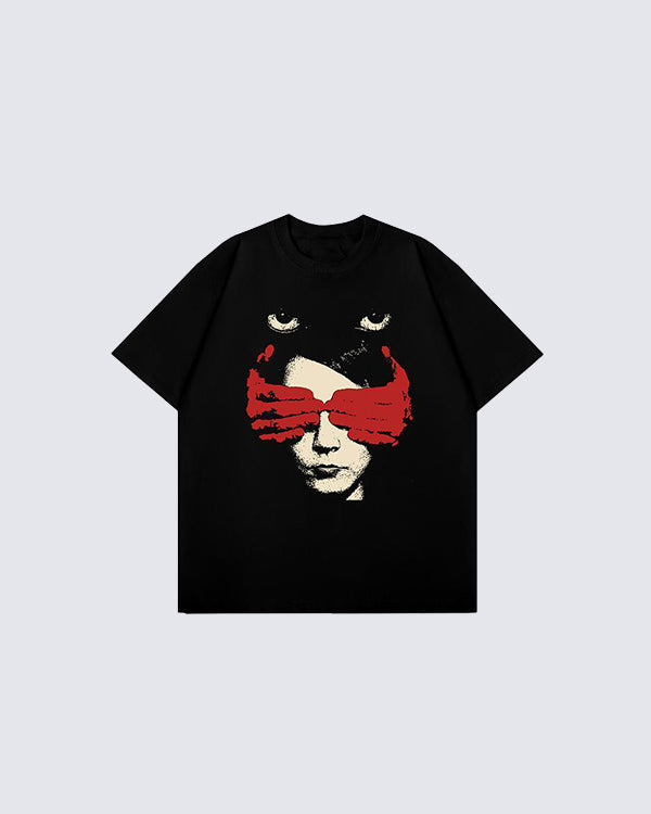 American Street Cat-Eye Print Short Sleeve T-Shirt