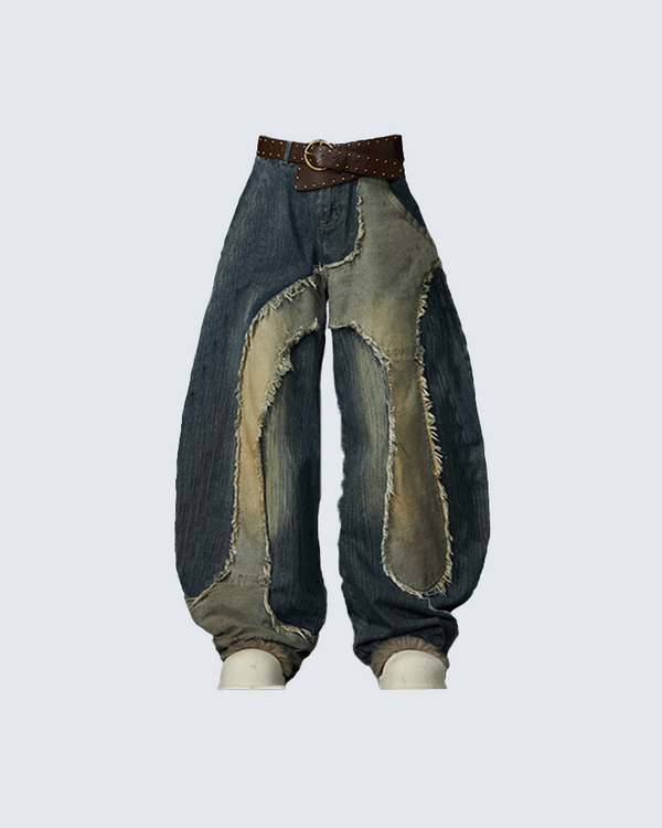 Distressed Denim Baggy Pants