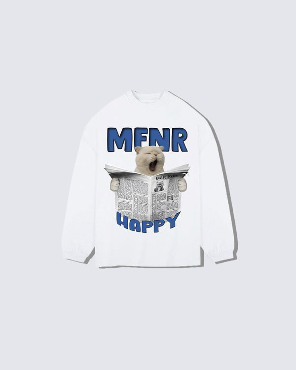 Streetwear Creative Newspaper Cat Print T-Shirt