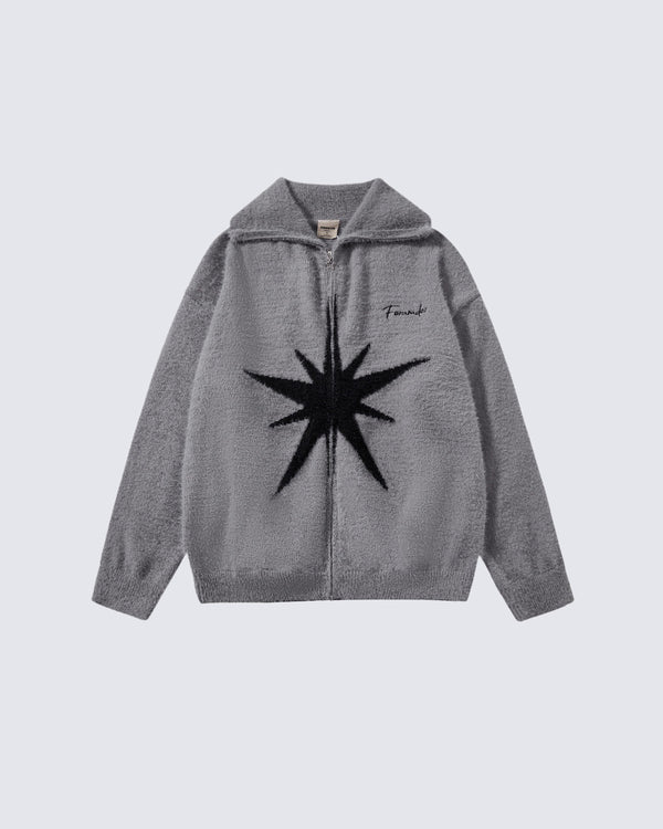 Color-Block Star Jacquard Knit Cardigan