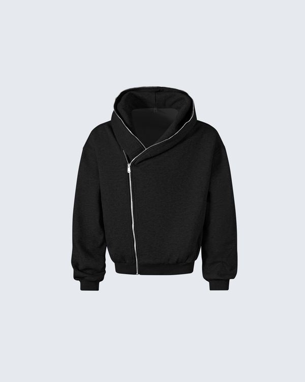 Double-Zip Hooded Sweatshirt – Layered Tech Style