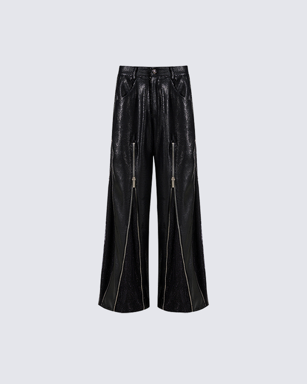 Techwear Zip Detail Wide-Leg Pants