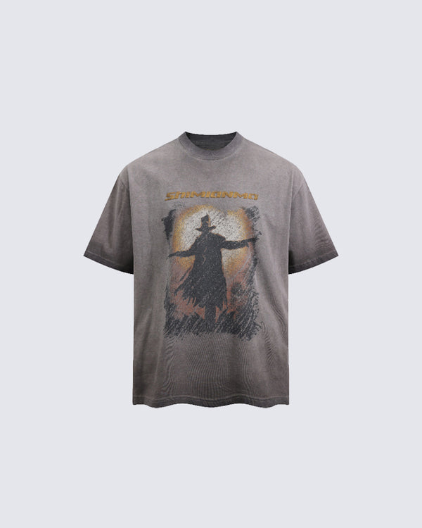 Vintage Distressed Silhouette Print T-Shirt