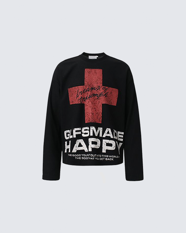 Letter Print Graphic Long Sleeve Sweatshirt