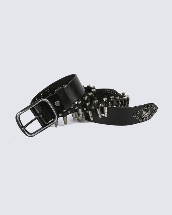 Bullet Decorated Punk Style Full-Grain Leather Belt