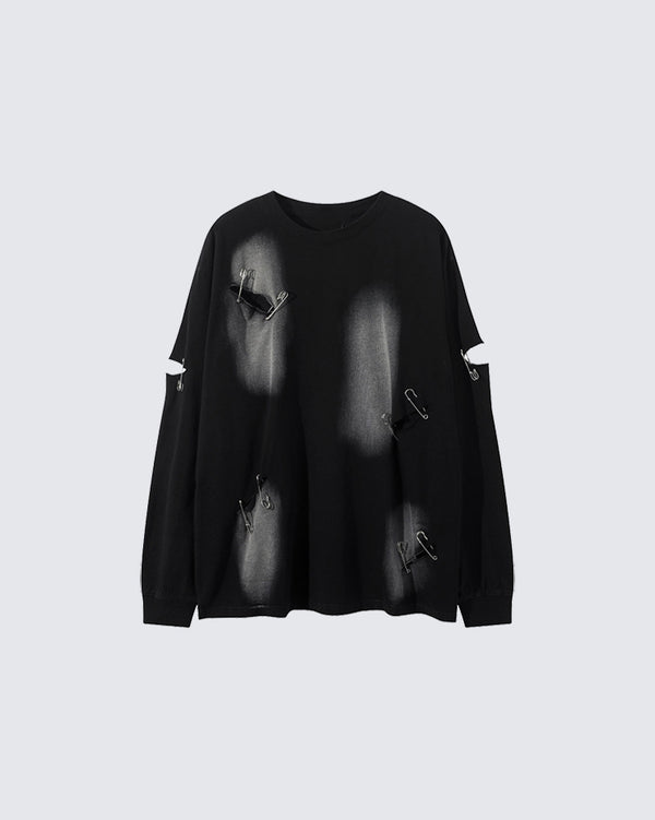 Safety Pin Distressed T-Shirt