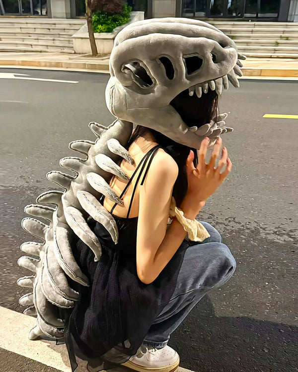 Halloween Dinosaur Skeleton Plush Headgear