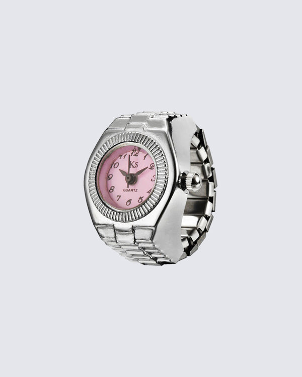 Punk-Inspired Quartz Watch Ring