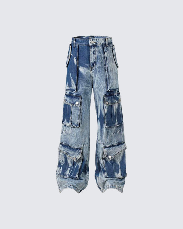 Multi-Pocket Cargo Denim Pants