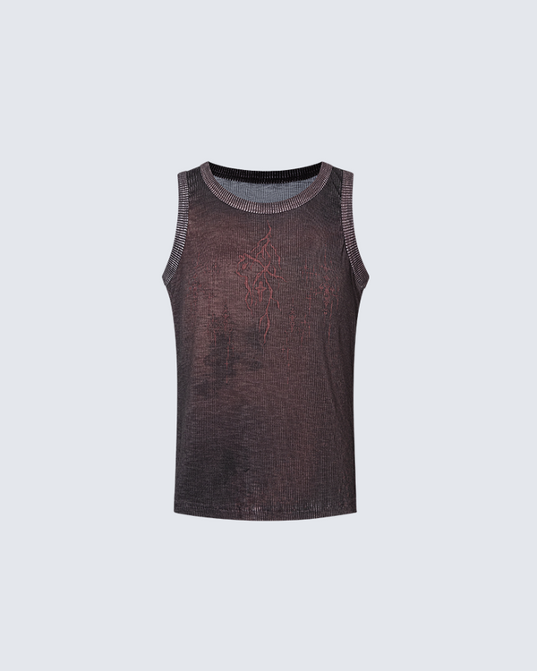 Abstract Print Sleeveless Knit Vest