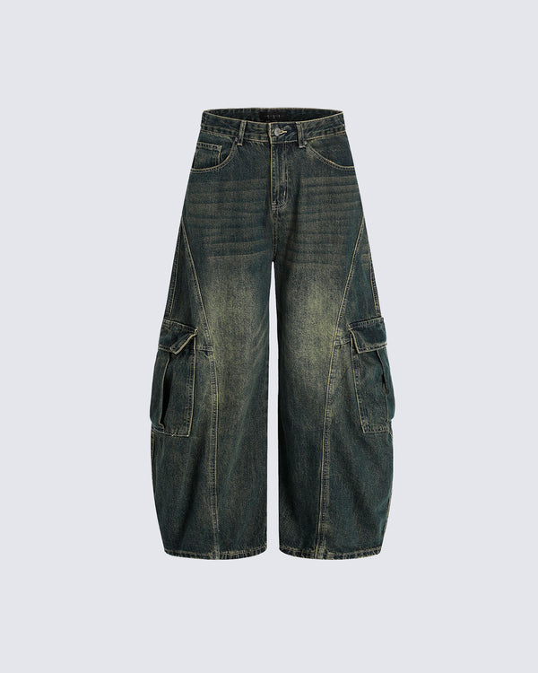 Vintage Utility Straight-Leg Denim Pants