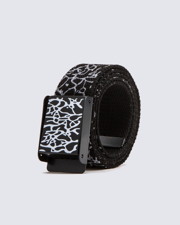 Graffiti-Print Buckle Canvas Belt