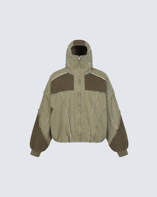 Deconstructed Patchwork Hooded Jacket