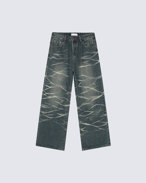 American Retro Tie-Dye Straight-Leg Washed Jean