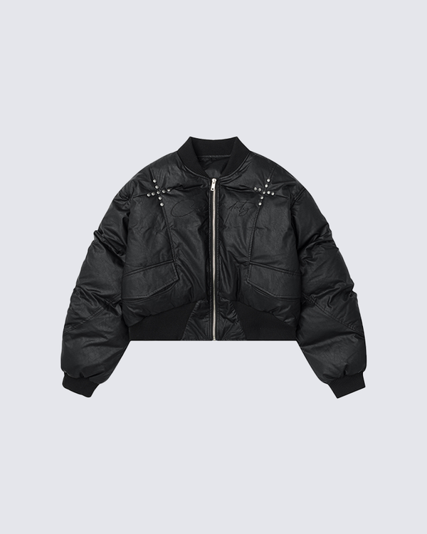 tudded Panel Bomber Jacket